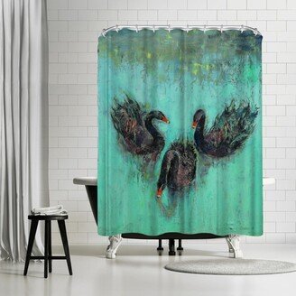 71 x 74 Shower Curtain, Black Swans by Michael Creese