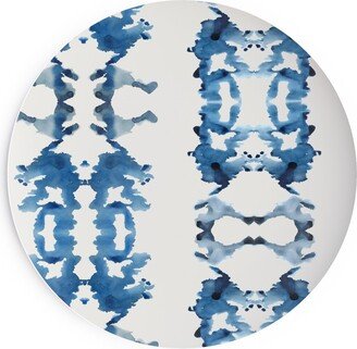 Salad Plates: Small Rorschach Stripe - Indigo Blues Salad Plate, Blue