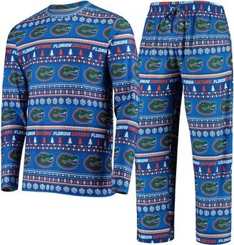 Men's Concepts Sport Royal Florida Gators Ugly Sweater Knit Long Sleeve Top and Pant Set