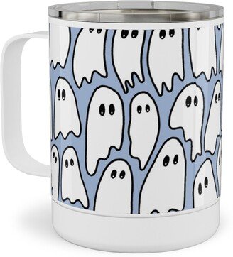 Travel Mugs: Ghosted Stainless Steel Mug, 10Oz, Blue