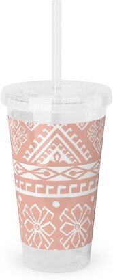 Travel Mugs: Grand Bazaar - Blush Pink Acrylic Tumbler With Straw, 16Oz, Pink