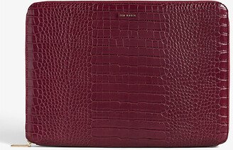 Womens Dp-purple Stila Croc-embossed Faux-leather Laptop Case 27cm x 38cm