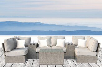 Chelsea Grey Wicker 9-Piece Patio Conversation Sofa Set by Sunhaven