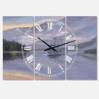 Designart the Last Frontier Oversized Traditional 3 Panels Wall Clock - 38