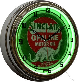 Sinclair Dino Opaline Motor Oil Sign Green Neon Clock | 16