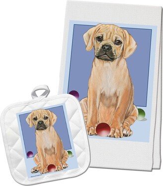 Puggle Kitchen Dish Towel & Pot Holder Gift Set