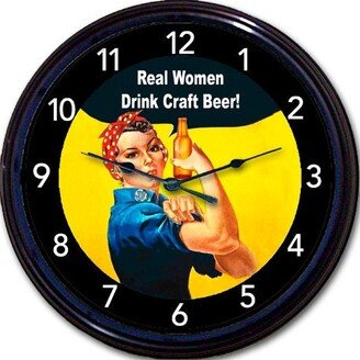 Rosie The Riveter Clock - Vintage Charm For Craft Beer Enthusiasts Tattoo Parlor-Inspired Design Empowering Women Wall Art