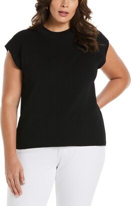 Ella Rafaella Plus Size Mixed Rib Mock Neck Sleeveless Sweater