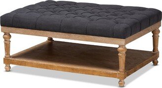 Lindsey Linen Fabric Upholstered Wood Cocktail Ottoman