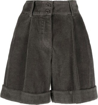 High-Waisted Corduroy Shorts-AA