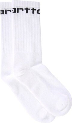 Logo Intarsia Ribbed Socks-AB