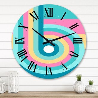 Designart 'Vintage Rainbow Colorful Geometrics III' Mid-Century Modern wall clock