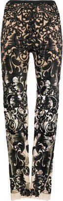 Gemy Maalouf Embroidered Semi-Sheer Skinny Trousers