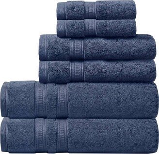 6pc Plume Cotton Feather Touch Antimicrobial Towel Set Navy