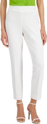 Womens Textured High Rise Ankle Pants