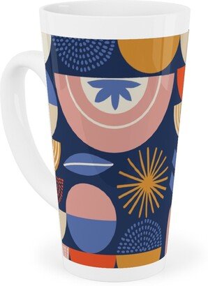 Mugs: Colorful Geometry - Dark Tall Latte Mug, 17Oz, Multicolor