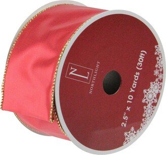 Northlight Shiny Red and Gold Solid Wired Christmas Craft Ribbon 2.5