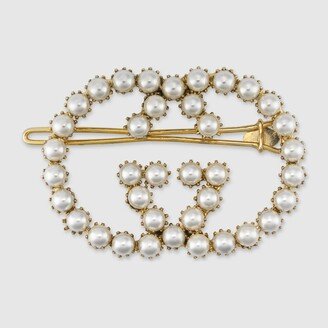 Pearl Interlocking G hair clip