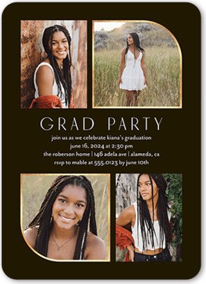 Graduation Invitations: Arched Grad Graduation Invitation, Black, 5X7, Matte, Signature Smooth Cardstock, Rounded