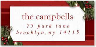 Address Labels: Striped Fabric And Holly Address Label, Red, Address Label, Matte