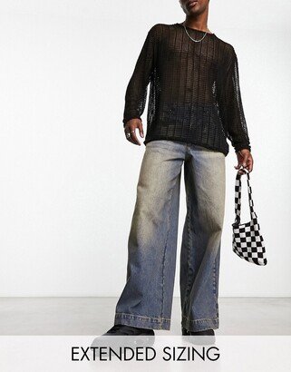 extreme wide leg jeans in vintage dark tint blue