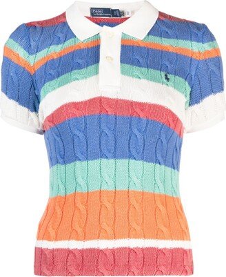 Multicolour Striped Cotton Polo Shirt