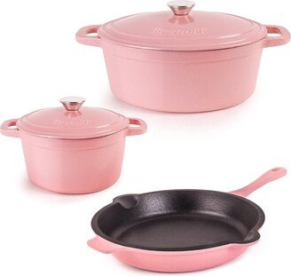 Neo 5Pc Cast Iron Cookware Set, Pink