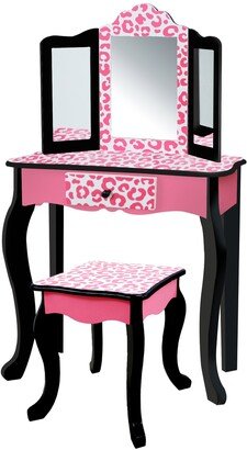 Fashion Leopard Prints Gisele Play Vanity Set - Pink, Black - 23.5 x 11.5 x 38.5