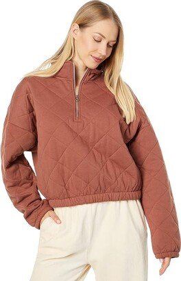 Bonfire Babe Quilted Sweatshirt (Rustic Brown) Women's Clothing