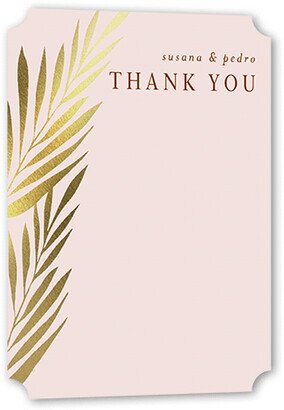 Wedding Thank You Cards: Brilliant Pampas Wedding Thank You Card, Brown, Gold Foil, 5X7, Matte, Signature Smooth Cardstock, Ticket