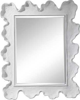 Contemporary Home Living 34” White and Clear Contemporary Rectangular Mirror