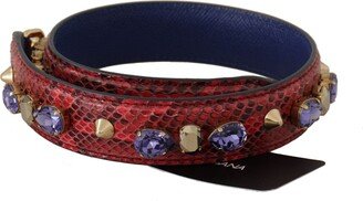 Red Exotic Leather Crystals Bag Shoulder Women's Strap-AA