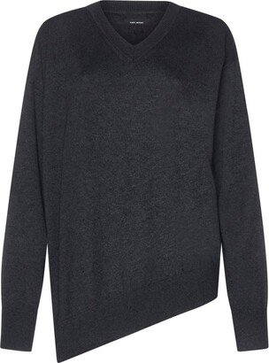 V-Neck Asymmetric Knitted Jumper