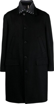 Detachable-Collar Single-Breasted Coat