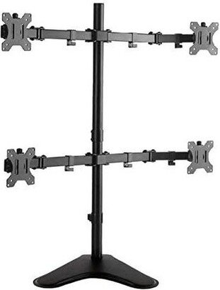 Quadruple Monitor Mount – Freestanding Monitor Arm with 4 Adjustable VESA Mounts – Black –