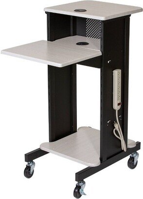 Premium Presentation Lecture Podium Cart Ivory Woodgrain/Black - Hampden Furnishings