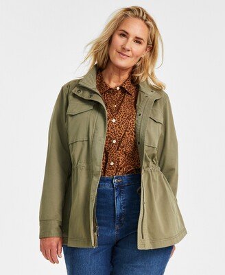 Style & Co Plus Size Cotton Utility Jacket, Created for Macy's