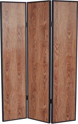 3 Panel Foldable Wooden Screen with Grain Details - 71 H x 2 W x 47 L Inches