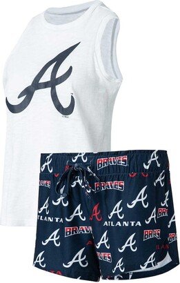 Women's Concepts Sport White, Navy Atlanta Braves Plus Size Tank Top and Shorts Sleep Set - White, Navy