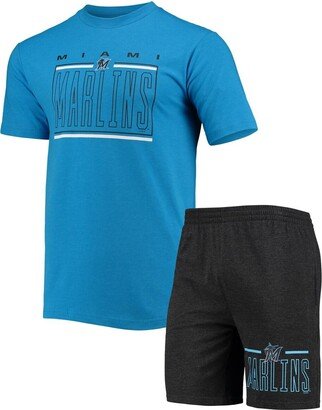 Men's Concepts Sport Black and Blue Miami Marlins Meter T-shirt and Shorts Sleep Set - Black, Blue