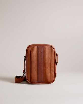 Large Striped Pu Flight Bag in Tan