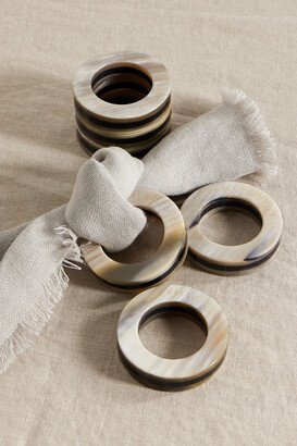 Set Of Six Horn Napkin Rings - Brown