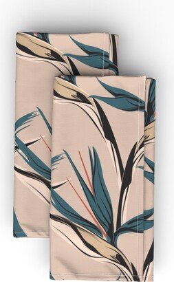 Cloth Napkins: Bird Of Paradise Cloth Napkin, Longleaf Sateen Grand, Pink