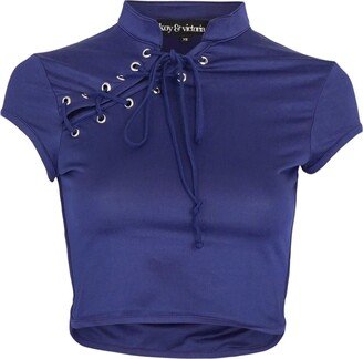 Koy & Victoria Inc. Zara Lace Up Crop Top - Royal Blue