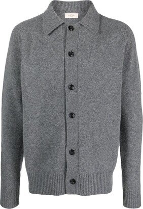 Virgin-Wool Button-Fastening Knitted Cardigan