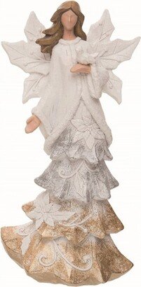 Resin Multicolored Christmas Small Poinsettia Angel Figurine
