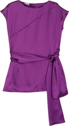 Niza Blouse With Slits And Sash Purple