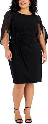 Plus Size Chiffon-Sleeve Sheath Dress