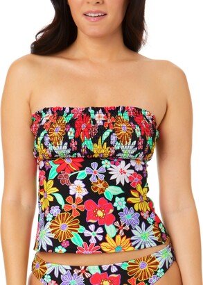 Salt + Cove Juniors' Floral-Print Smocked Tankini Top, Created for Macy's