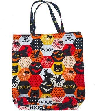 Trick Or Treat Bag Handmade Reversible Candy Boo in Black, Orange, & Purple With Handles